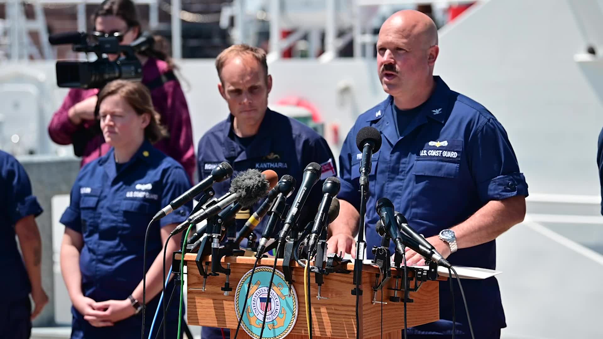 Coast Guard, partners hold press briefing for 21-ft submersible Titan ...