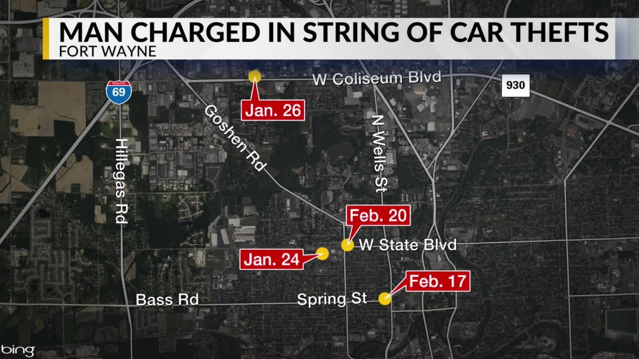 man charged in string of car thefts – WANE 15