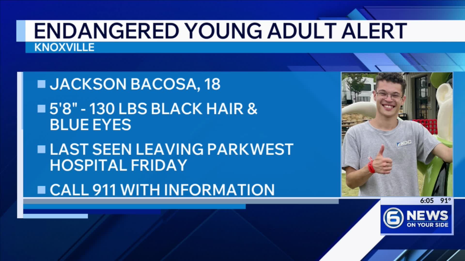 Knoxville Police and Tennessee Bureau of Investigation seek public's help to locate missing teen last seen leaving Parkwest Hospital