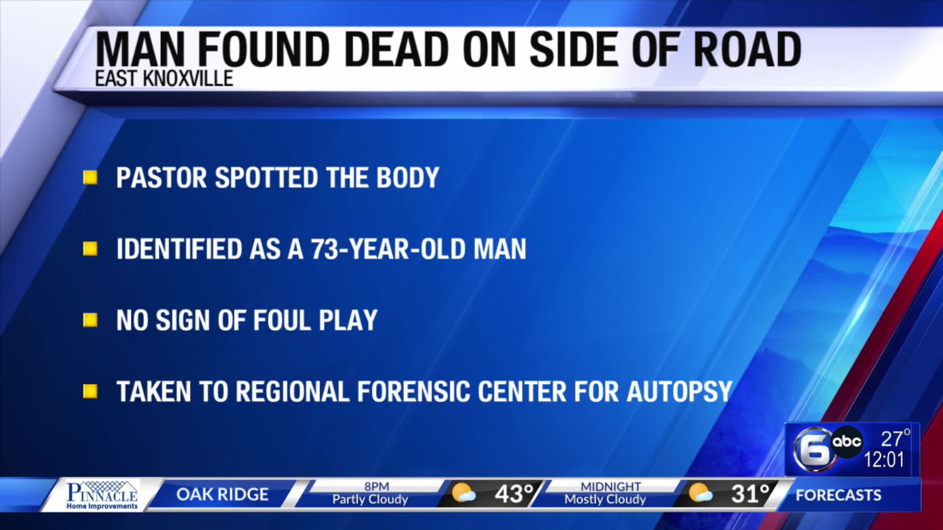 Man found dead on side of road in East Knoxville – WATE 6 On Your Side