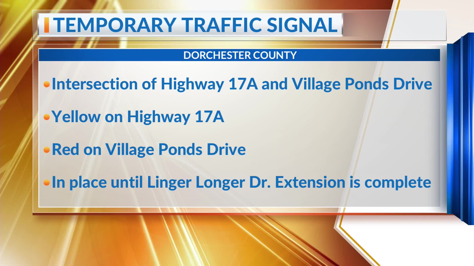 Temporary traffic signal in Dorchester County – WCBD News 2