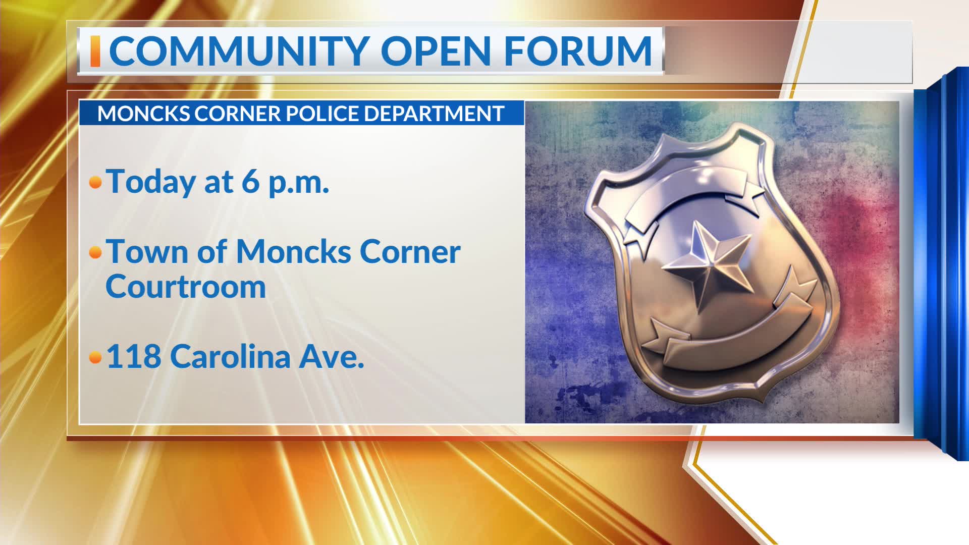 Moncks Corner PD to host community open forum – WCBD News 2