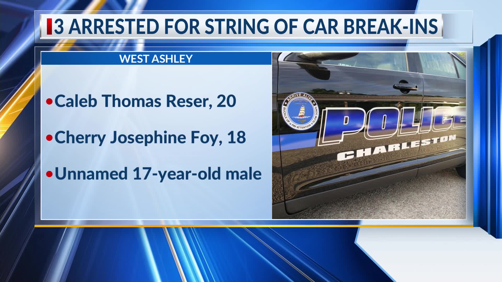3 arrested for string of car break-ins in West Ashley – WCBD News 2