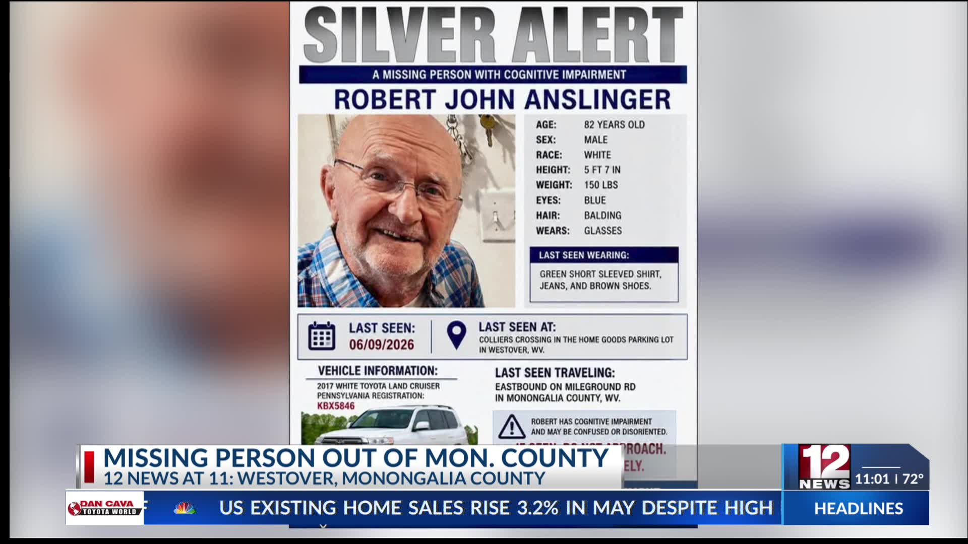Westover Police Dept. issues silver alert for missing man – WBOY.com