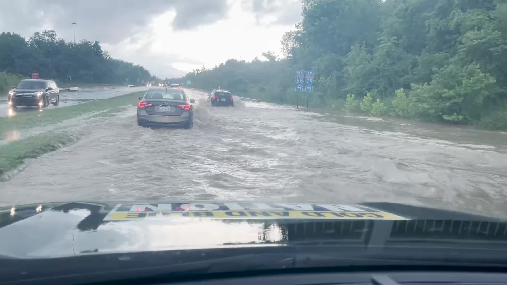 Flooding just off of Exit 1 in Morgantown on July 27, 2025 – WBOY.com